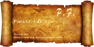Panitz Fóris névjegykártya